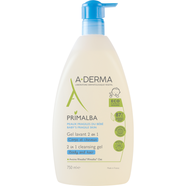 A-Derma Primalba Bebe Gel Lavant Douceur 750ml (Gel Τζελ Καθαρισμού 2 σε 1 για το Ευαίσθητο Βρεφικό Δέρμα & το Τριχωτό της Κεφαλής) Ref:22362P