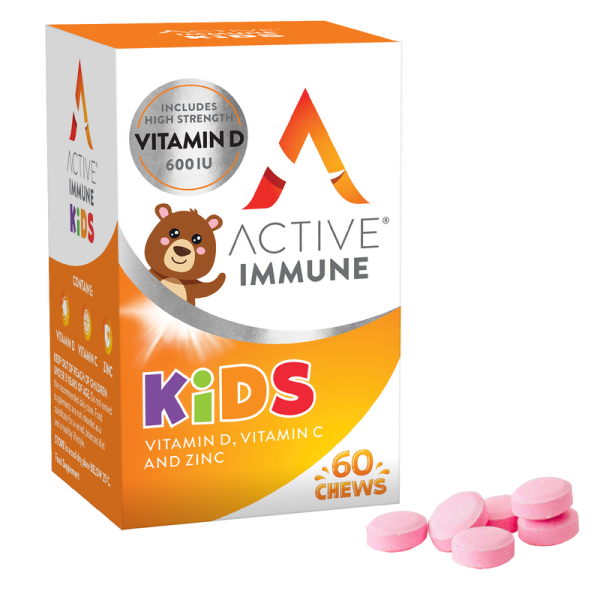 Active Immune Kids  Vitamin D, C & Zinc 60chews (Παιδικό Συμπλήρωμα για την Ενίσχυση του Ανοσοποιητικού)