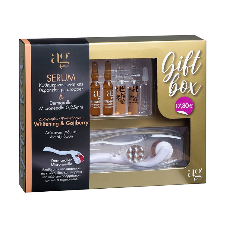 Ag Pharm Derma Roller Microneedles 0.25mm Gift Box (Gojibery Serum 3x2ml + Whitening Serum 2x2ml) Ag Pharm Derma Roller Microneedles 0.25mm Gift Box (Gojibery Serum 3x2ml + Whitening Serum 2x2ml)