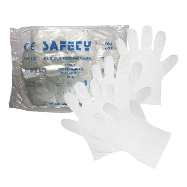 Safety AT/G Gloves PE One Size 100pcs (Γάντια Πολυαιθυλενίου μίας Χρήσης)