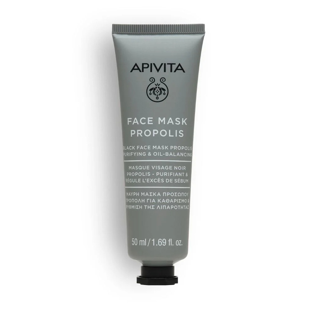 Apivita Face Mask Black Face Mask Propolis - Purifying & Oil-Balancing 50ml (Μαύρη Μάσκα Προσώπου Πρόπολη για Καθαρισμό & Ρύθμιση της Λιπαρότητας)