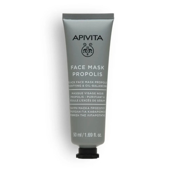 Apivita Face Mask Black Face Mask Propolis - Purifying & Oil-Balancing 50ml (Μαύρη Μάσκα Προσώπου Πρόπολη για Καθαρισμό & Ρύθμιση της Λιπαρότητας)