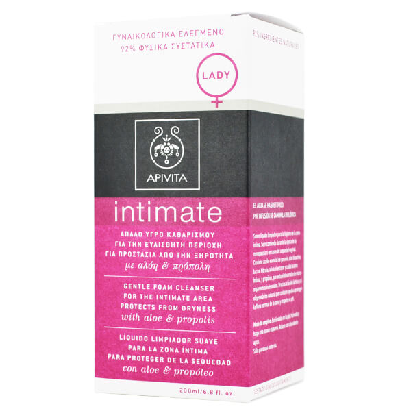 Apivita Intimate Care Lady - Απαλό Υγρό Καθαρισμού για την Ευαίσθητη Περιοχή για Προστασία από την Ξηρότητα με Αλόη & Πρόπολη 200ml