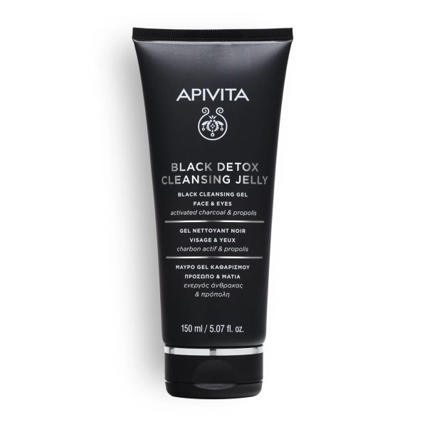 Apivita Black Cleansing Gel for Face & Eyes with Charbon Actif & Propolis 150ml (Μαύρο Gel Καθαρισμού – Πρόσωπο & Μάτια)