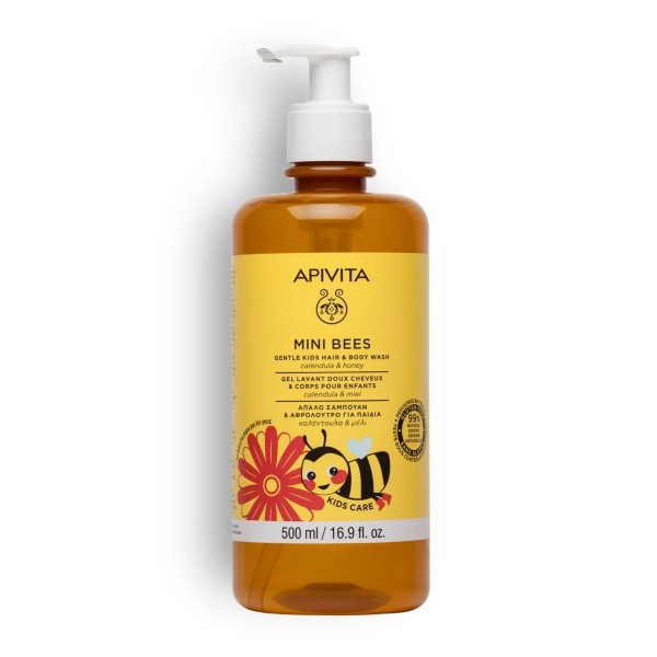 Apivita Mini Bees Gentle Kids Shower Gel Orange & Honey 2y+ 500ml (Απαλό Σαμπουάν & Αφρόλουτρο Για Παιδιά)