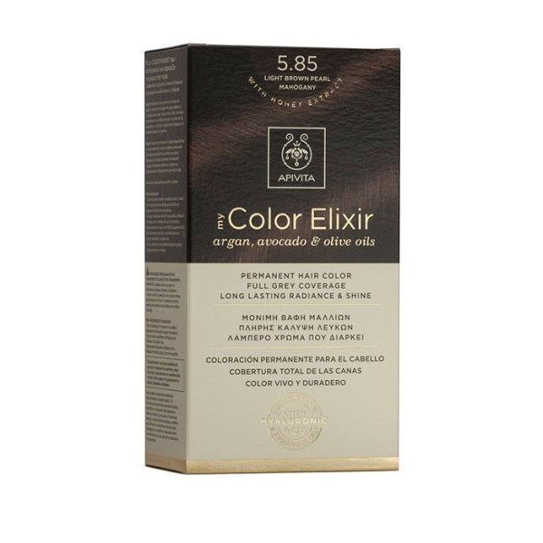 Apivita My Color Elixir No. 5.85 Καστανό Ανοιχτό Περλέ Μαονί (Μόνιμη βαφή μαλλιών) Apivita My Color Elixir No. 5.85 Καστανό Ανοιχτό Περλέ Μαονί (Μόνιμη βαφή μαλλιών)