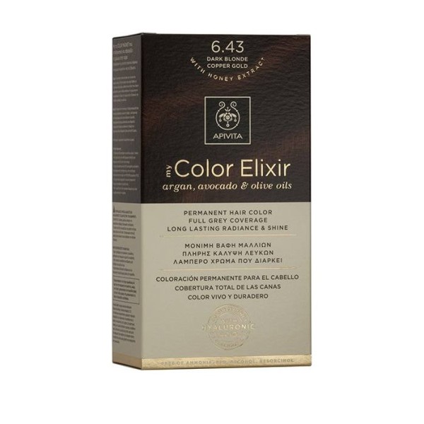 Apivita My Color Elixir No. 6.43 Ξανθό Σκούρο Χάλκινο Μελί (Μόνιμη βαφή μαλλιών) Apivita My Color Elixir No. 6.43 Ξανθό Σκούρο Χάλκινο Μελί (Μόνιμη βαφή μαλλιών)
