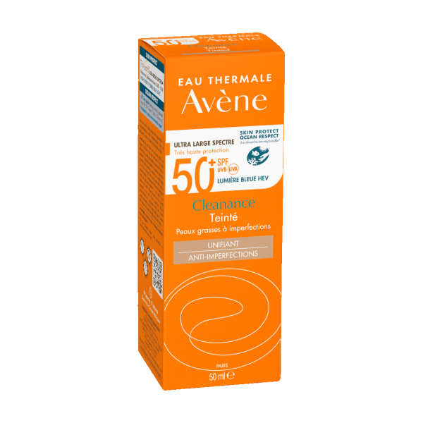 Avene Suncare Cleanance Solaire Tinted Triasorb SPF50+ 50ml (Αντηλιακό Προσώπου με Χρώμα για το Ευαίσθητο Λιπαρό Δέρμα με Ατέλειες)