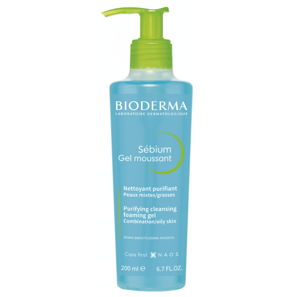 Bioderma Sebium Gel Moussant Purifying Cleansing Foaming Gel for Combination/Oily Skin 200ml (Gel Καθαρισμού και Ντεμακιγιάζ, για το Λιπαρό, Μεικτό ή με Τάση Ακμής Δέρμα)