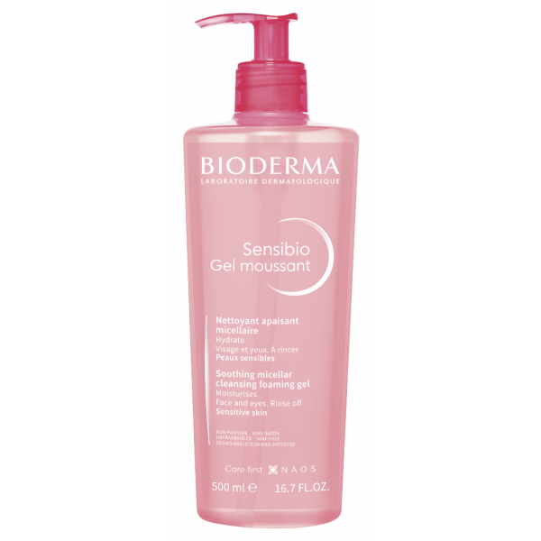 Bioderma Sensibio Gel Moussant Soothing Micellar Cleansing Foaming Gel 500ml (Αφρώδες Τζελ Καθαρισμού για Ευαίσθητες Επιδερμίδες)