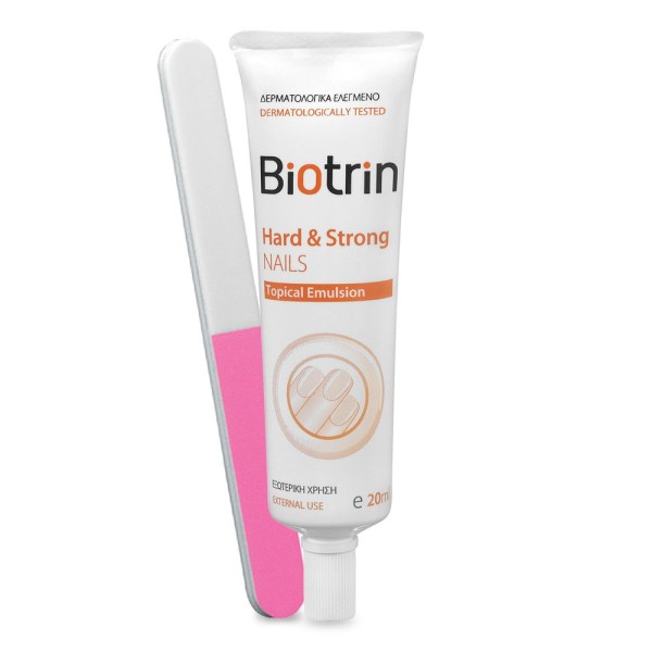 Biotrin Hard & Strong Nails Topical Emulsion 20ml (Ενυδατικό, σκληρυντικό και προστατευτικό γαλάκτωμα καθημερινής φροντίδας, για τα εύθραυστα νύχια)