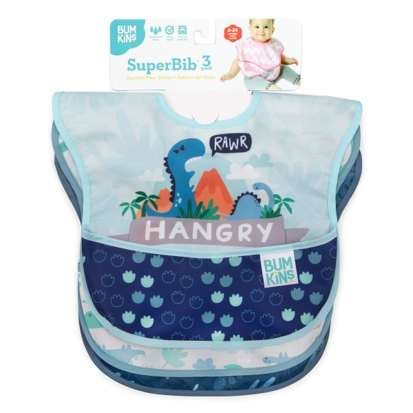 Bumkins Waterproof SuperBib 3pcs (Waterproof Shawl/6-24 months/Boy Dino) 