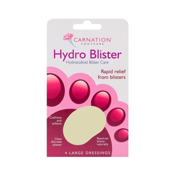 Carnation Footcare Hydro Blister (Hydrocolloid Bliter Care - Rapid Relief from Bliters) 4pcs (Υδροκολλοειδές Επιθέματα για Ανακούφιση από τις Φουσκάλες)