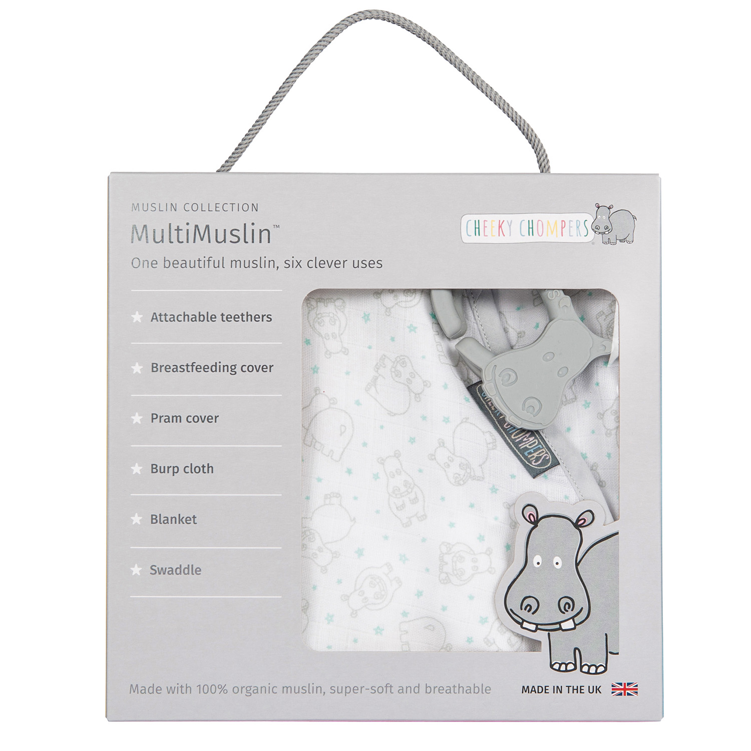 Cheeky Chompers Multimuslin Cheeky Hippo Cheeky Chompers Multimuslin Cheeky Hippo
