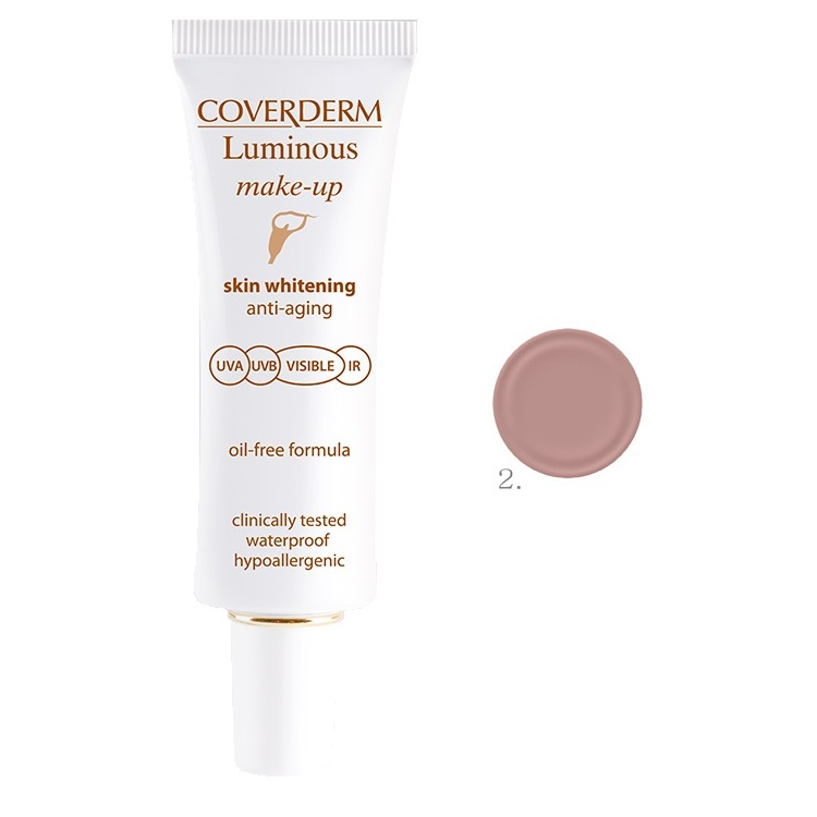 Coverderm Luminous Make-Up Skin Whitening Anti-Aging Spf50+ HEVisible No.2 30ml (Make-Up  για Λεύκανση  της Επιδερμίδας)