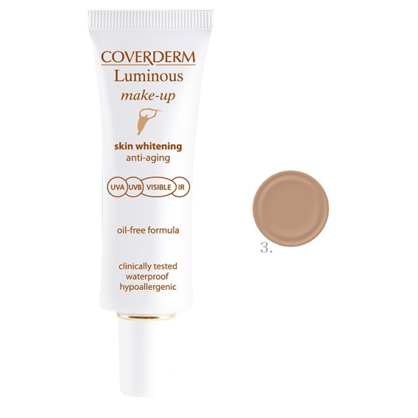 Coverderm Luminous Make-Up Skin Whitening Anti-Aging Spf50+ HEVisible No.3 30ml (Make-Up  για Λεύκανση  της Επιδερμίδας)