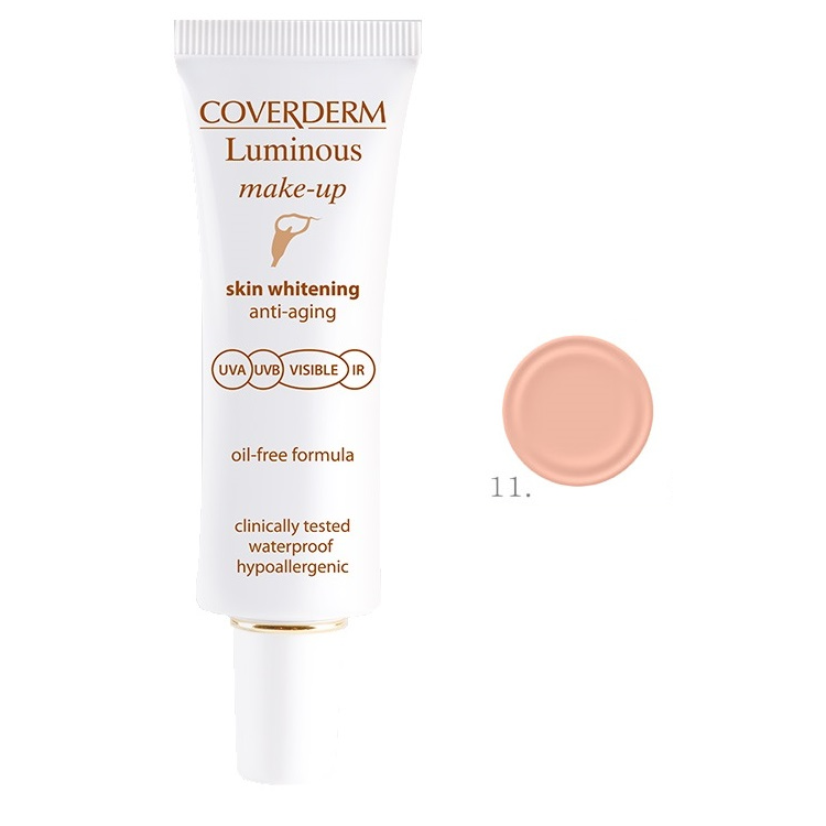 Coverderm Luminous Make-Up Skin Whitening Anti-Aging Spf50+ HEVisible No.11 30ml (Make-Up  για Λεύκανση  της Επιδερμίδας)