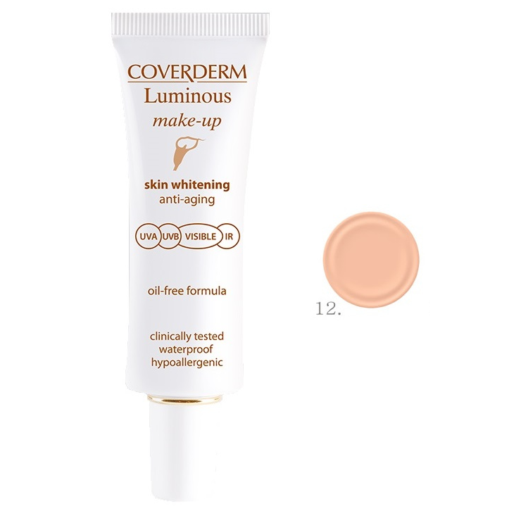 Coverderm Luminous Make-Up Skin Whitening Anti-Aging Spf50+ HEVisible No.12 30ml (Make-Up  για Λεύκανση  της Επιδερμίδας)