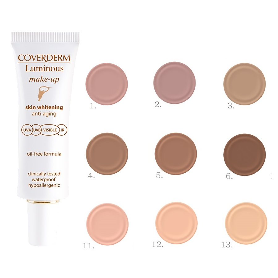 Coverderm Luminous Make-Up Skin Whitening Anti-Aging Spf50+ HEVisible No.13 30ml (Make-Up  για Λεύκανση  της Επιδερμίδας)