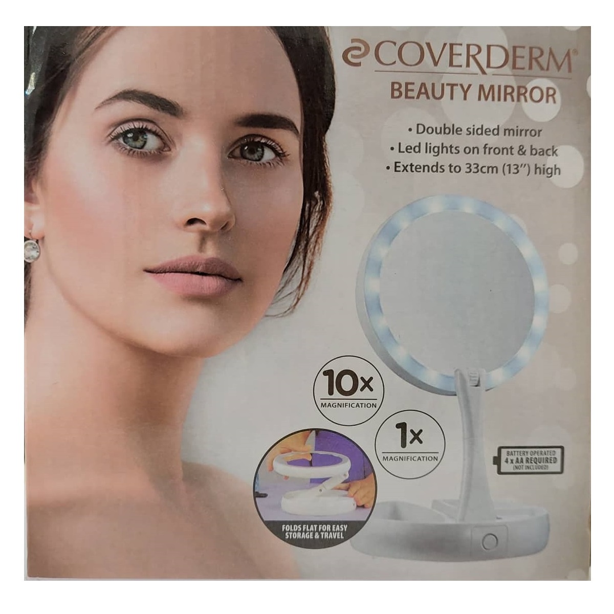 Coverderm Beauty Mirror 1pc (Καθρέφτης Διπλής Όψης Με Φώτα Led)