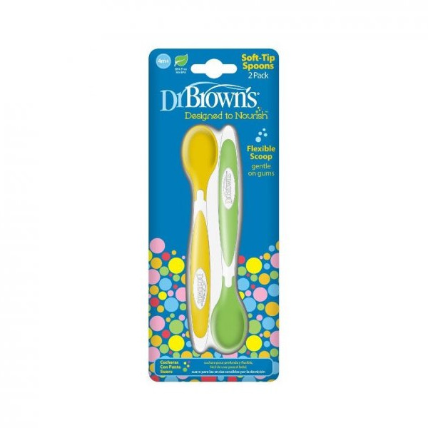 Dr Brown's Soft-Tip Spoons 4m+ 2pcs (Κουταλάκια ταΐσματος μαλακά)