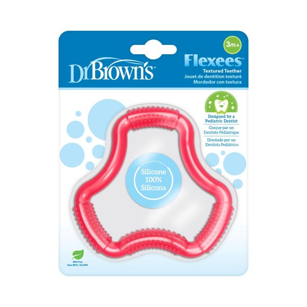 Dr Brown's <<Teethers>> Flexees Ergonomic Teether Pink 3m+ 1pc (Εύκαμπτος Κρίκος Οδοντοφυΐας)