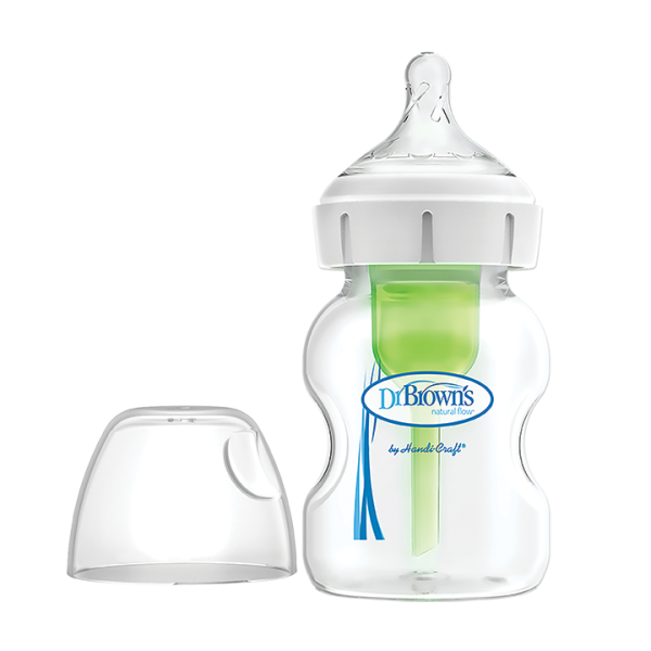 Dr Brown's Natural Flow Options+ Anti-Colic Plastic Baby Bottle WB51600 with Wide-Neck 150ml (Πλαστικό Μπιμπερό κατά των Κολικών με Φαρδύ Λαιμό)