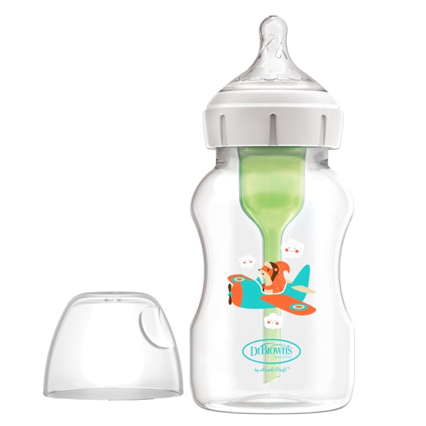 Dr Brown's Natural Flow Options+ Anti-Colic Plastic Baby Bottle WB111001 Squirrel with Wide-Neck 330ml (Πλαστικό Μπιμπερό κατά των Κολικών με Φαρδύ Λαιμό)