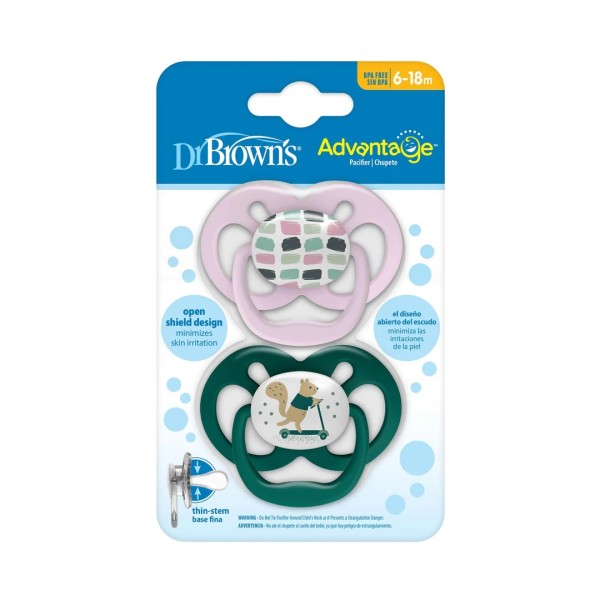 Dr Brown's Advantage Silicone Pacifiers Stage 2 6-18m Girl 2pcs (Πιπίλα Σιλικόνης)