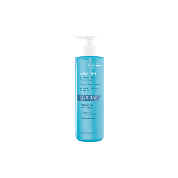 Ducray Keracnyl Gel Μoussant Face & Body 400ml (Αφρίζον ζελ καθαρισμού ακνεΪκής επιδερμίδας για πρόσωπο & σώμα)