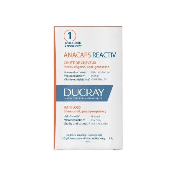 Ducray Anacaps Reactiv 30caps (Συμπλήρωμα Διατροφής για Αντιδραστική Τριχόπτωση)