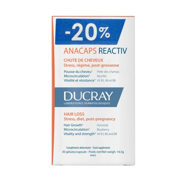 Ducray Anacaps Reactiv 30caps Promo Pack -20% (Συμπλήρωμα Διατροφής για Αντιδραστική Τριχόπτωση)