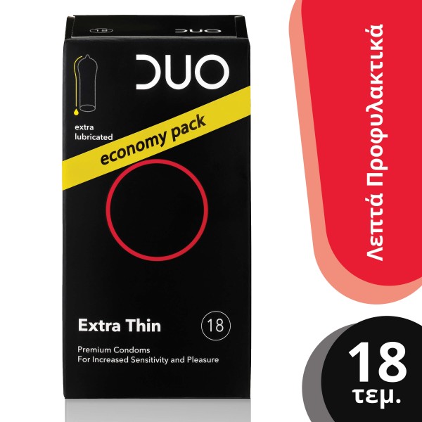 Duo Condoms/Προφυλακτικά Extra Thin Economy Pack 18pcs 