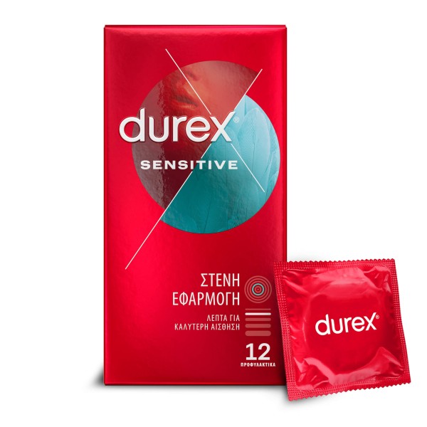 Durex Προφυλακτικά / Condoms Sensitive 12pcs (Λεπτά για Καλύτερη Αίσθηση | Στενή Εφαρμογή)