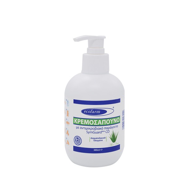 Ecofarm Cleansing Liquid Soap with Antimicrobial Agent Aloe Vera 300ml (Κρεμοσάπουνο Χεριών με αντιμικροβιακό παράγοντα SymGuard CD)