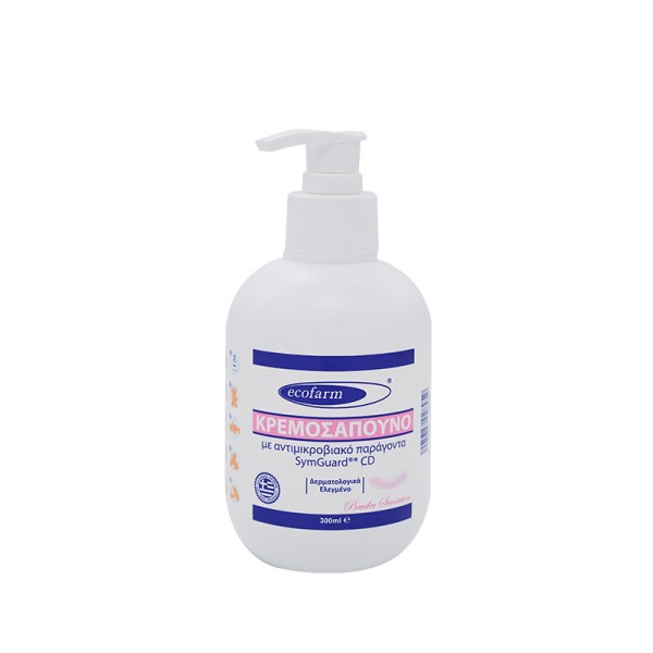 Ecofarm Cleansing Liquid Soap with Antimicrobial Agent Powder Sensation 300ml (Κρεμοσάπουνο Χεριών με αντιμικροβιακό παράγοντα SymGuard CD)