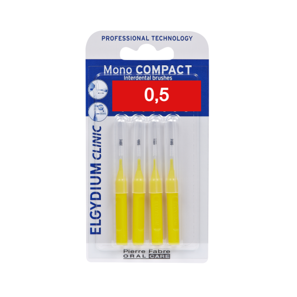 Pierre Fabre Oral Care Elgydium Clinic Mono Compact Interdental Brushes 0.5mm Yellow 4pcs (Μεσοδόντια Βουρτσάκια 0.5mm Κίτρινο)