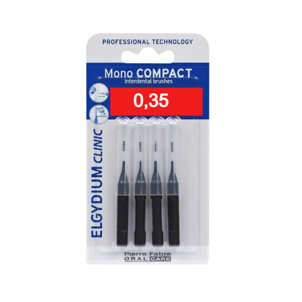 Pierre Fabre Oral Care Elgydium Clinic Mono Compact Interdental Brushes 0.35mm Black 4pcs (Μεσοδόντια Βουρτσάκια 0.35mm Μαύρο)