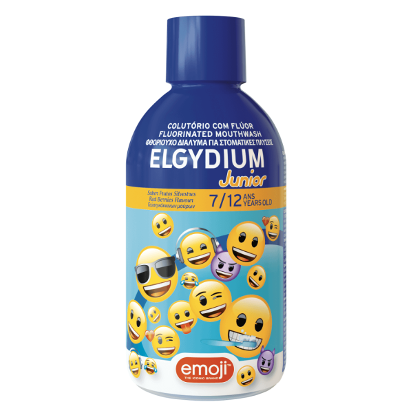 Pierre Fabre Oral Care Elgydium Junior Mouthwash Emoji Mouthwash Red Berries 250ppm 7y+ 500ml (Στοματικό Διάλυμα για παιδιά άνω των 7 ετών)