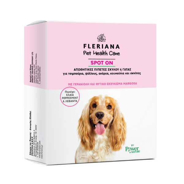 Fleriana Pet Health Care Spot Οn 3x5ml (Απωθητικές πιπέτες για γάτες & σκύλους - Απωθεί τσιμπούρια, ψύλλους, ακάρεα, κουνούπια και σκνίπες)