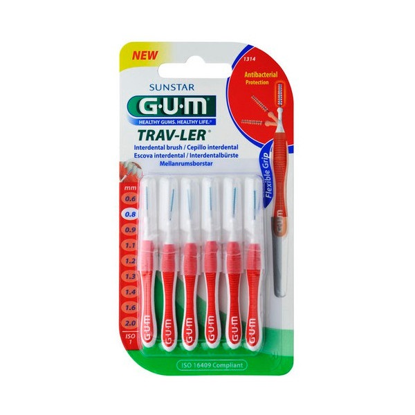 Sunstar G-U-M Μεσοδόντια Βουρτσάκια Trav-Ler 1314 Tapered 0,8mm 6brushes