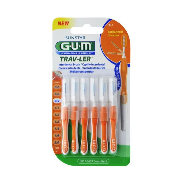 Sunstar G-U-M Μεσοδόντια Βουρτσάκια Trav-Ler 1412 Cylindrical 0,9mm 6brushes