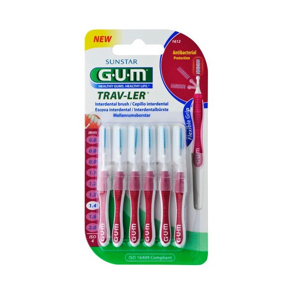 Sunstar G-U-M Μεσοδόντια Βουρτσάκια Trav-Ler 1612 Cylindrical 1,4mm 6brushes