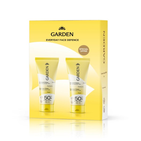 Garden Suncare Special Offer Sunscreen Face Cream Spf50+ with Hyaluronic Acid 50ml + Gift 50ml (Αντηλιακή Κρέμα Προσώπου με Υαλουρονικό Οξύ) Garden Suncare Special Offer Sunscreen Face Cream Spf50+ with Hyaluronic Acid 50ml + Gift 50ml (Αντηλιακή Κρέμα Προσώπου με Υαλουρονικό Οξύ)