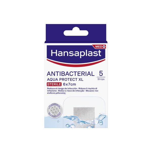 Hansaplast Strips/Ταχυεπιδέσμοι Antibacterial Aqua Protect XL 5strips (5 Strips- 6cm x 7 cm)