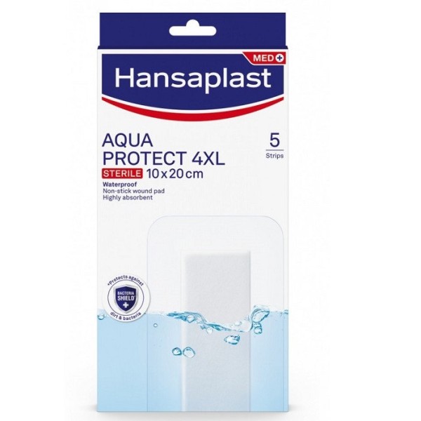 Hansaplast Med+ Antibacterial Aqua Protect 4XL Sterile 10x20cm 5strips  (Αποστειρωμένα Αδιάβροχα Επιθέματα)