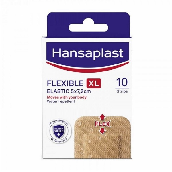 Hansaplast Strips/Ταχυεπιδέσμοι Flexible Elastic XL 10strips (10 Strips- 50mm x 72mm)