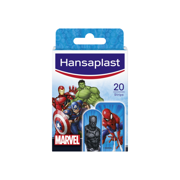 Hansaplast Strips/Ταχυεπιδέσμοι Marvel  20 strips (14 Strips-1,9cm x 5,5cm,6 Strips-3,0cm x 5,5cm)