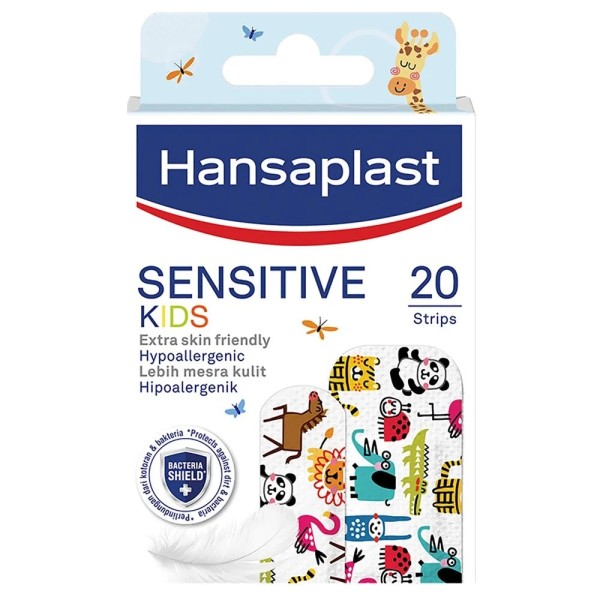 Hansaplast Strips/Ταχυεπιδέσμοι Sensitive Kids Animals 20pcs (14strips x 19mmx72mm + 6strips x 30mmx72mm)