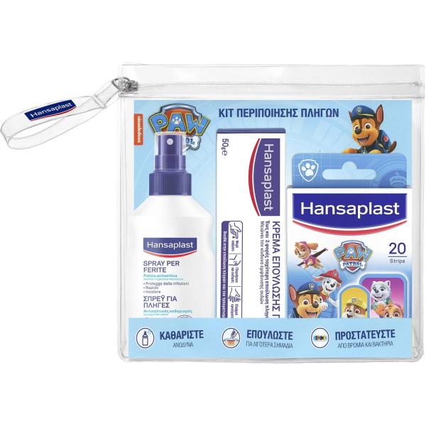 Hansaplast Set Triple Promo Pack Kit Περιποίησης Πληγών Paw Patrol (Σπρέι για Πληγές 100ml + Επιθέματα Universal 20 τμχ + Κρέμα Επούλωσης Πληγών 50g) Hansaplast Set Triple Promo Pack Kit Περιποίησης Πληγών Paw Patrol (Σπρέι για Πληγές 100ml + Επιθέματα Universal 20 τμχ + Κρέμα Επούλωσης Πληγών 50g)